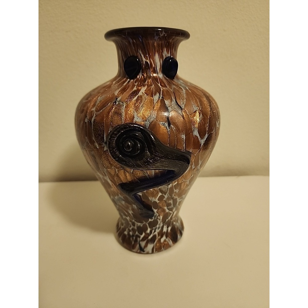 Vintage Murano Art Glass Vase Aventurine Gold Flecks Hand Blown Italy